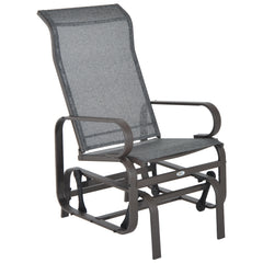 Gliding Lounger Chair, Single Rocker with Lightweight Metal & Mesh Construction, Gray