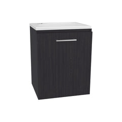 Crest Floating, Wide One-Door Cabinet Vanity, With Resin Sink And One Shelf, Bathroom Storage, Black