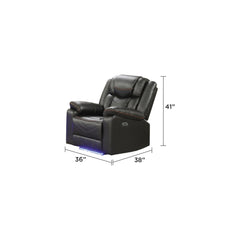 Cassandra Modern Contemporary LED Power Recliner Chair made with wood and metal frame in Gray