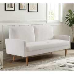 Velvet Sofa, European Style with Sleek Design, Modern & Vintage Flair, Upholstered 3 Seater Couch, Chic Living Room Furniture Seating for Home, Apartment or Office, Ivory