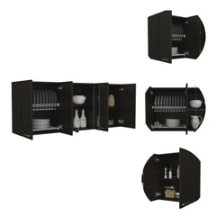 Archive 150 Wall Cabinet With Glass, Four Interior Shelves, Two Double Door -Black