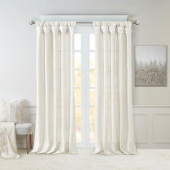 Olympus Tab Lined Window Curtain Panel White 50x95"