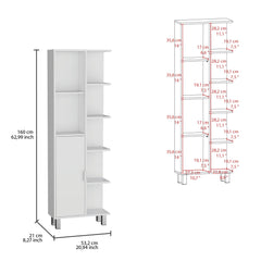 Priam Linen 63-inch High Bathroom Cabinet Linen Storage Cabinet with Seven Open Shelves