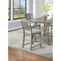 Classic Light Grey Plush Upholstered Cushion Chairs Set of 2pc High Dining Chair Open Slats Back Design