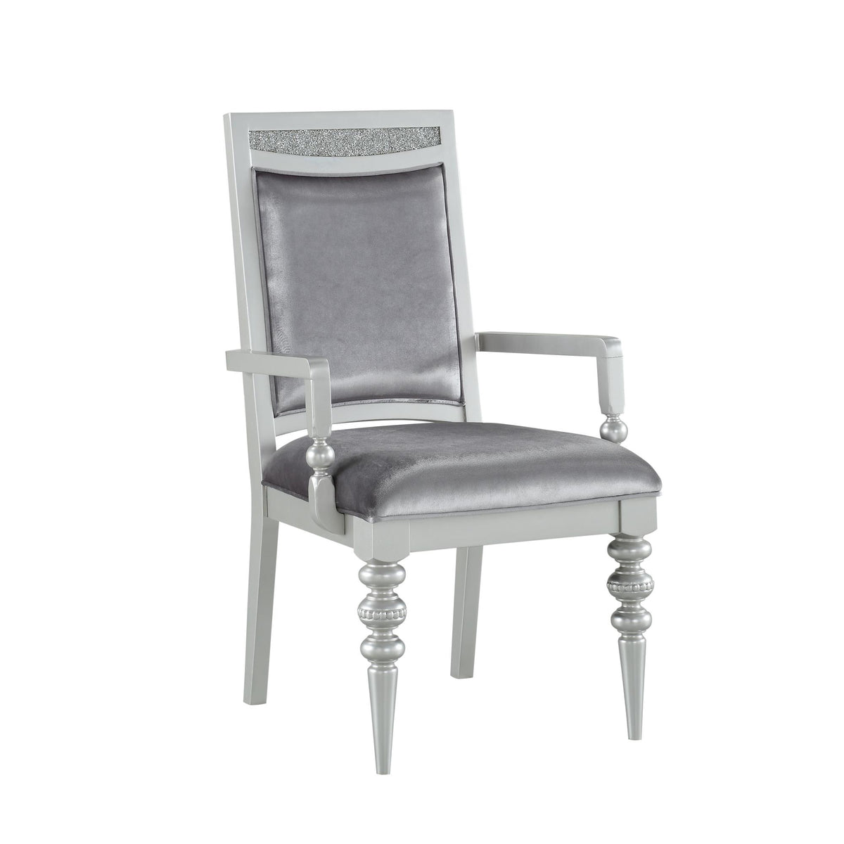 Symphony Fabric & Platinum Finish Arm Chair (Set of 2)