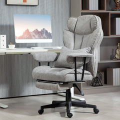 400LBS Big and Tall Office Chair, Massage Office Chair with Footrest, Lumbar Support and Reclining Function, Gray