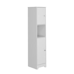 Arcadia Door Cabinet 69" H, Four Interior Shelves, One Open Shelf, White