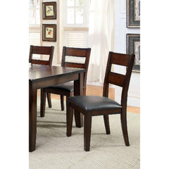 Dark Cherry Finish Solid wood Transitional Style Kitchen Set of 2pcs Dining Chairs Bold & Sturdy Design Chairs Dining Room Furniture Padded Leatherette Seats