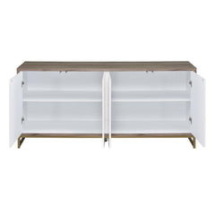 Venus White Marble Paint Oak & Champagne Finish Console Cabinet