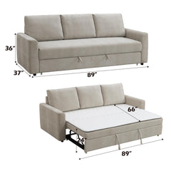 Hera Beige Linen Pull out Sleeper