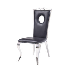 Black and Stainless Steel Side Chair with Cut-Out Back (Set of 2)