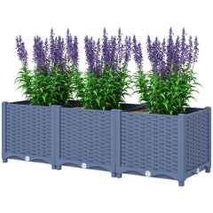 Plastic Raised Garden Bed, 4 x 1 x 1 ft Outdoor Flower Box with Drainage Holes for Vegetables, Herbs, Blue