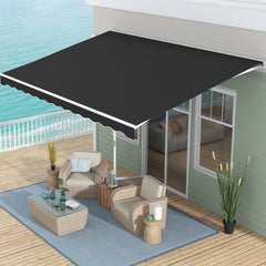 16' x 10' Electric Awning, Retractable Awning, UV Protection Sun Shade Shelter with Remote Controller and Manual Crank Handle for Deck, Balcony, Yard, Black