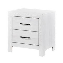 Record 24 Inch Nightstand, 2 Drawers with Black Nickel Handles, White Finish