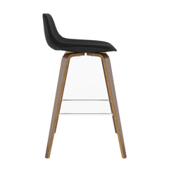 Aura 28 inch Seat Height Bentwood Counter/Bar Height Stool in Black Vegan Leather (Set of 2)