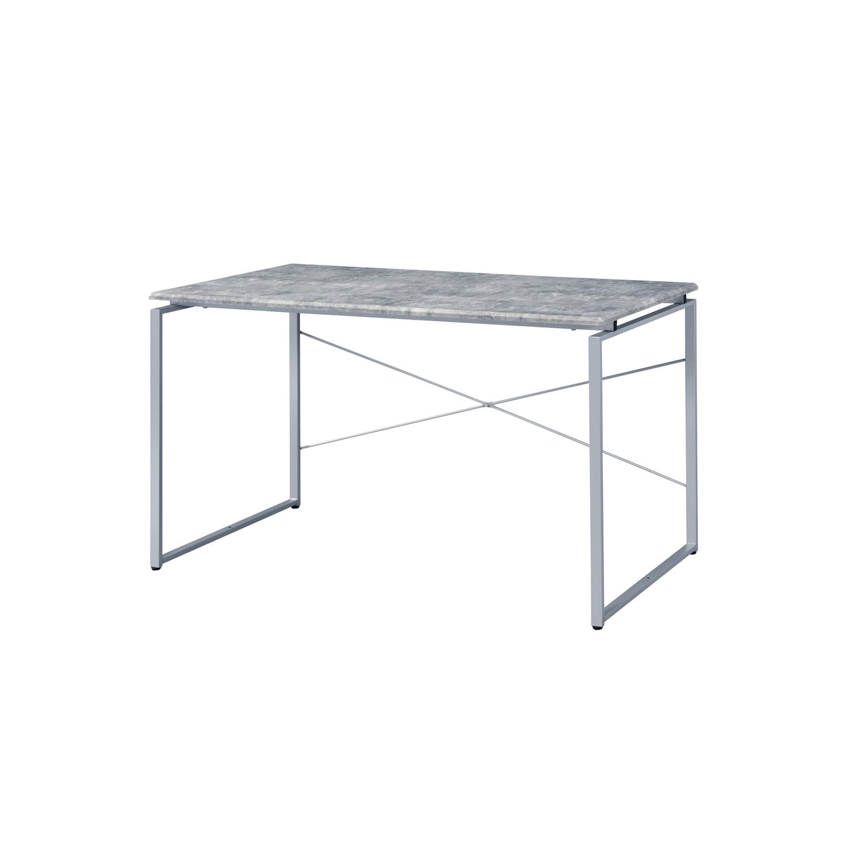 Saga Faux Concrete & Silver Finish Writing Desk