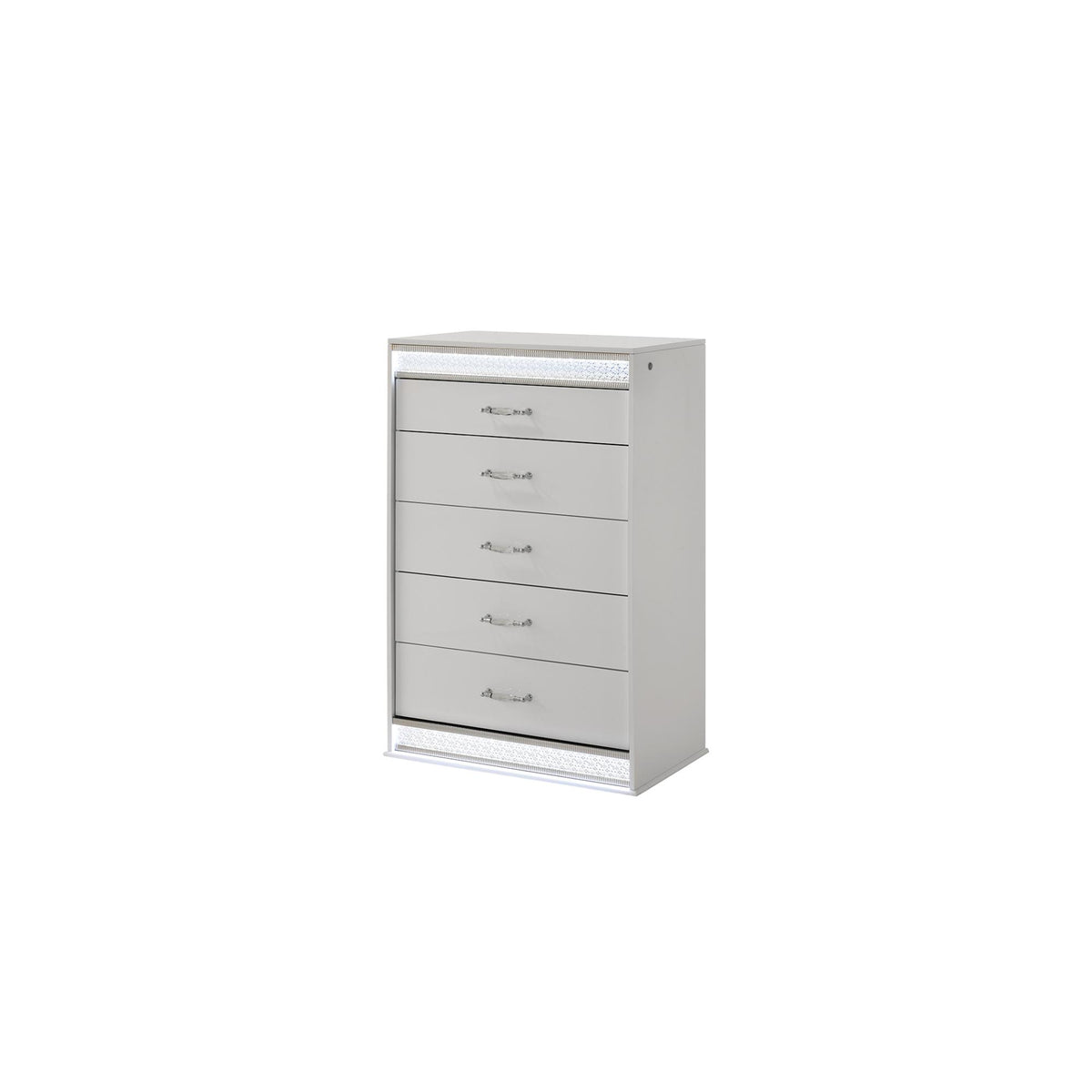 Glam Modern Style 5-Drawer Chest Made with Wood in White