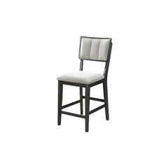Set of 2 Light Gray Counter Height Dining Chair Fabric Upholstery High-back Dark Wooden Frames
