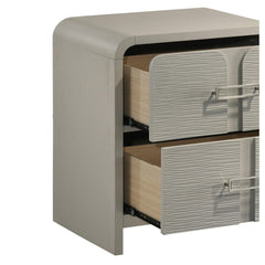 Lyric Modern 2-Drawer Nightstand with Textured Front, Metal handles and Ball Bearing Glide System in Beige