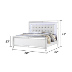 Utopia King Size Upholstered LED Bed made with wood in White Color