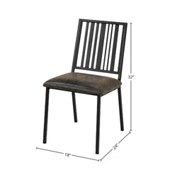 Uranus Synthetic Leather & Black Finish Side Chair (Set of 2)