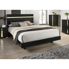 Black 1pc Queen Size Bed Underbed LED Modern Bedroom Furniture Acrylic Trim Mattress Ready Bedframe