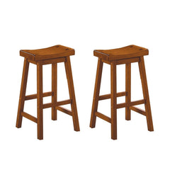 Armageddon 29" Counter Height Stool with Saddle Seat, Oak Brown, Set Of 2