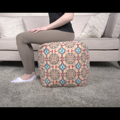 Earth Handcrafted Fabric Pouf, Multicolored