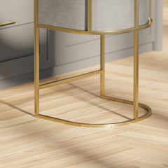 26" Counter Stool – Gray Faux Leather with Brass-Finish Metal Base, 1PC