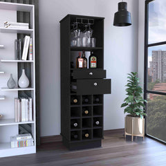 CASSANDRA E-SHOP Zircon Bar Cabinet Two Drawers, Black