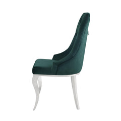 Showcase Green Fabric & Stainless Steel Side Chair (Set of 2)