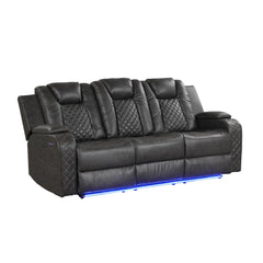 WALTZ LED & Power Reclining Sofa Made With Faux Leather in Gray