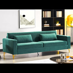 Hades 85.8" Velvet Sofas for Living Room, 3 Seater Couch with Classic Modern Appeal and Luxurious Soft Comfort, Easy to Maintain, Green