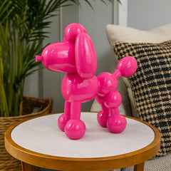 Ode Dog Accent Decor, Bright Pink Resin, Intricate Details 12 Inch