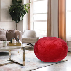 Sanctuary Velvet Bean Bag Chair, Red-5ft Plush Floor Chair for Kids and Adults w/ Washable Cover, Lounge Chair with Stretchable Fabric, Comfy Bedroom Chair, Filled with Shredded and Memory Foam.