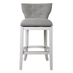 31" Upholstered Bar-Height Swivel Bar Stool with Back, White with Gray Upholstery, 1PC
