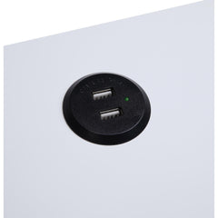 Gallery White and Black Accent Table with Built-in USB Port