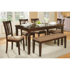Transitional Style Dining Chair 2pc Set Wooden Frame Espresso Finish Fabric Upholstered Seat Kitchen Dining Furniture