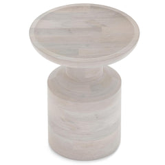 Elysium Solid Mango Accent Table in White Wash