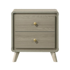 Contemporary Style Nightstand Tapered Legs English Dovetail Drawer Metal Glides Gray Finish Bedroom Furniture