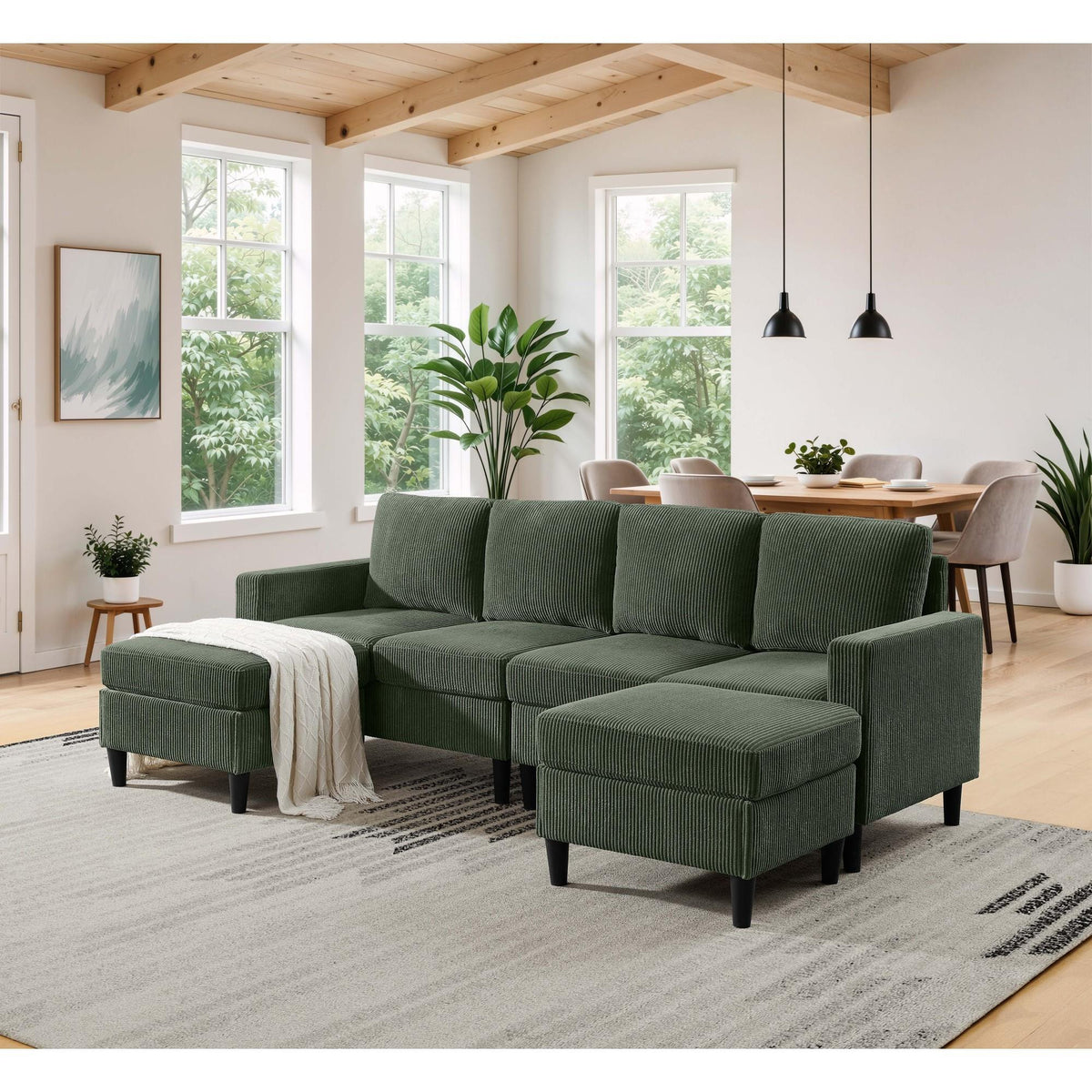 Pulsar Upholstered Modular Sectional with 2 Ottomans