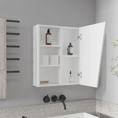Prometheus Wall-Mounted Mirror Medicine Cabinet With One Door And Four Open Compartments, White