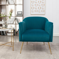 Modern Velvet Accent Chair with Metal Legs, Wood Frame Slipper Armchair, Trendy Leisure Side Chair for Living Room Bedroom Entryway