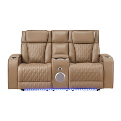 Hephaestus Modern Style Upholstery Recliner Loveseat Made with Wood & Massage Function Included - Caramel