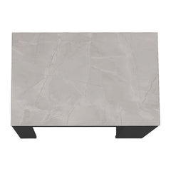 Kitchen Island Doyle, Three Side Shelves, Black / Ibiza Marble Color Finish