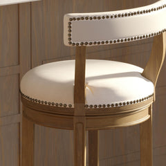 31" Bar Stool, Pecan Finish with Linen Fabric Seat and Back, 1PC