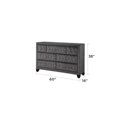 Story Modern Style Crystal Tufted Upholstery 7-Drawer Dresser finished with Velvet Fabric made with Wood in Gray (INCLUDES DRESSER-MIRROR NOT INCLUDED)