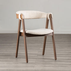 Mid-Century Modern 2pc Side Chair Padded Seat And Back Curved Panel Back Walnut And Beige Finish