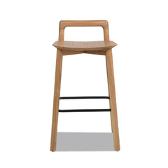 Shangri-La 26.5" Modern Minimalist Low Back Wood Counter Stool, Natural Blonde Ash Wood