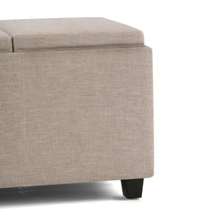Neptune 42 inch Wide Storage Ottoman in Natural Linen Look Fabric